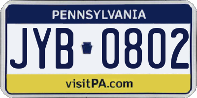 PA license plate JYB0802