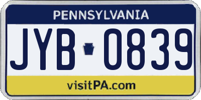 PA license plate JYB0839