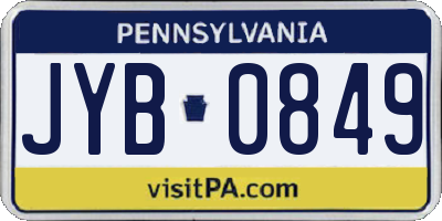 PA license plate JYB0849
