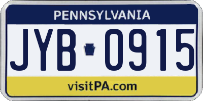 PA license plate JYB0915