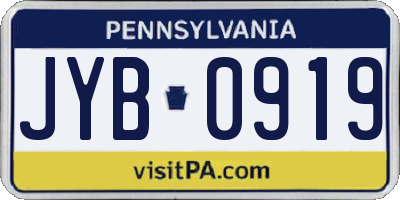 PA license plate JYB0919
