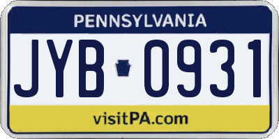 PA license plate JYB0931