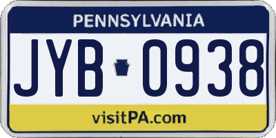PA license plate JYB0938