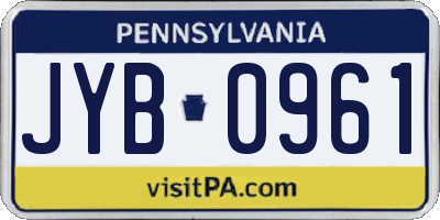 PA license plate JYB0961