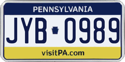 PA license plate JYB0989