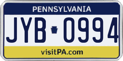 PA license plate JYB0994