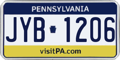 PA license plate JYB1206
