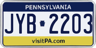PA license plate JYB2203