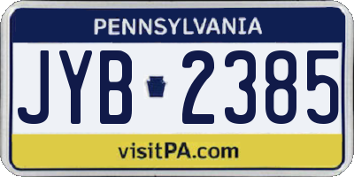 PA license plate JYB2385
