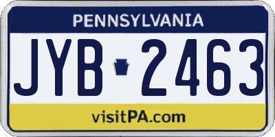 PA license plate JYB2463