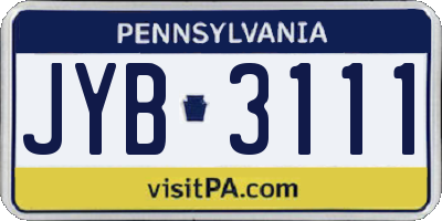 PA license plate JYB3111