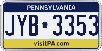 PA license plate JYB3353