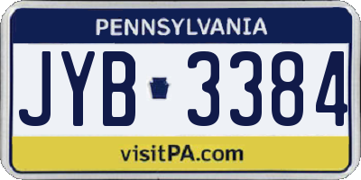 PA license plate JYB3384