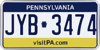PA license plate JYB3474