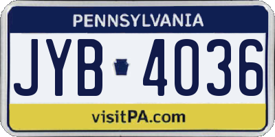 PA license plate JYB4036