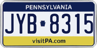 PA license plate JYB8315