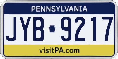 PA license plate JYB9217