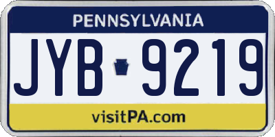 PA license plate JYB9219