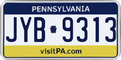 PA license plate JYB9313