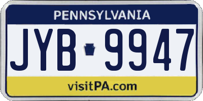 PA license plate JYB9947