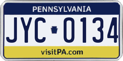 PA license plate JYC0134