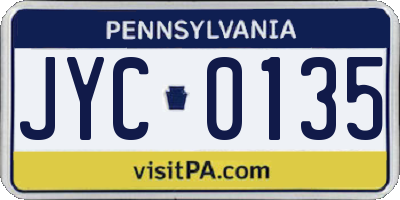 PA license plate JYC0135