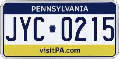 PA license plate JYC0215