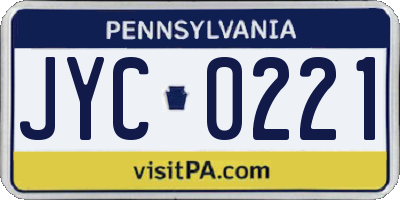 PA license plate JYC0221