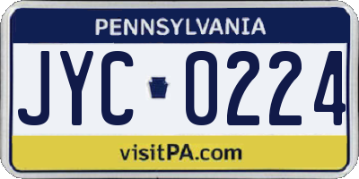 PA license plate JYC0224