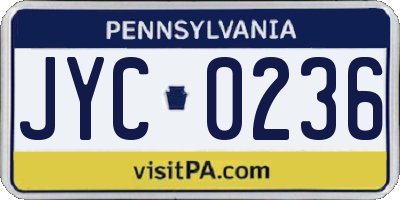 PA license plate JYC0236