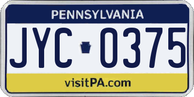 PA license plate JYC0375