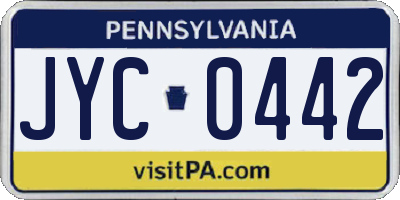PA license plate JYC0442