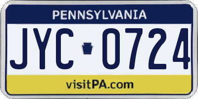 PA license plate JYC0724