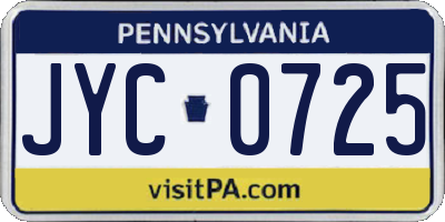 PA license plate JYC0725