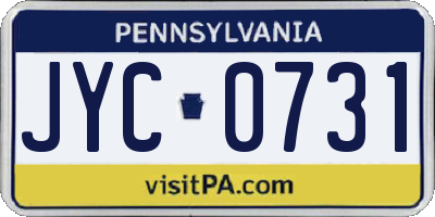 PA license plate JYC0731