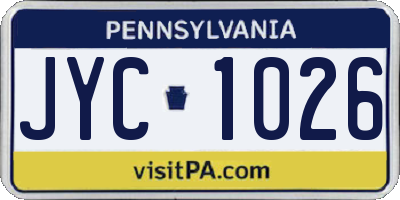 PA license plate JYC1026