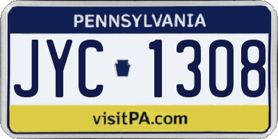 PA license plate JYC1308
