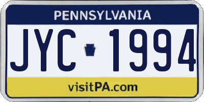 PA license plate JYC1994