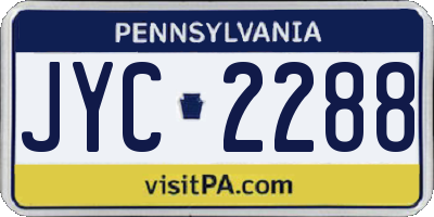 PA license plate JYC2288