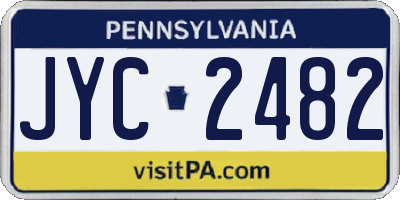 PA license plate JYC2482