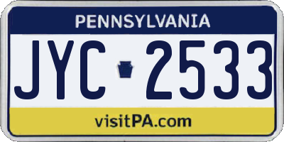 PA license plate JYC2533