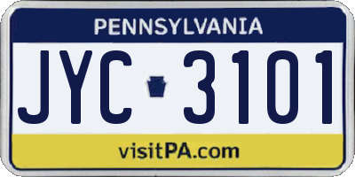 PA license plate JYC3101
