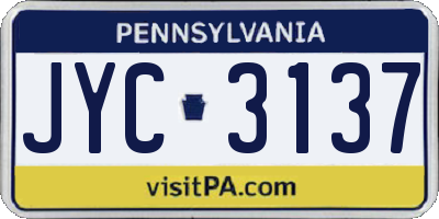 PA license plate JYC3137
