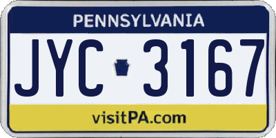 PA license plate JYC3167