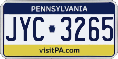 PA license plate JYC3265