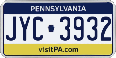 PA license plate JYC3932