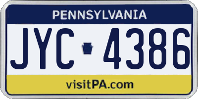 PA license plate JYC4386