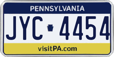 PA license plate JYC4454