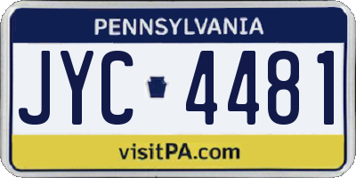 PA license plate JYC4481