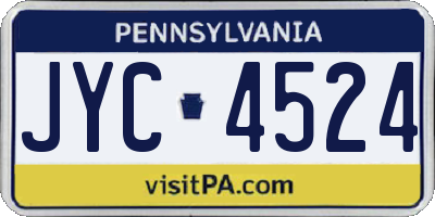 PA license plate JYC4524